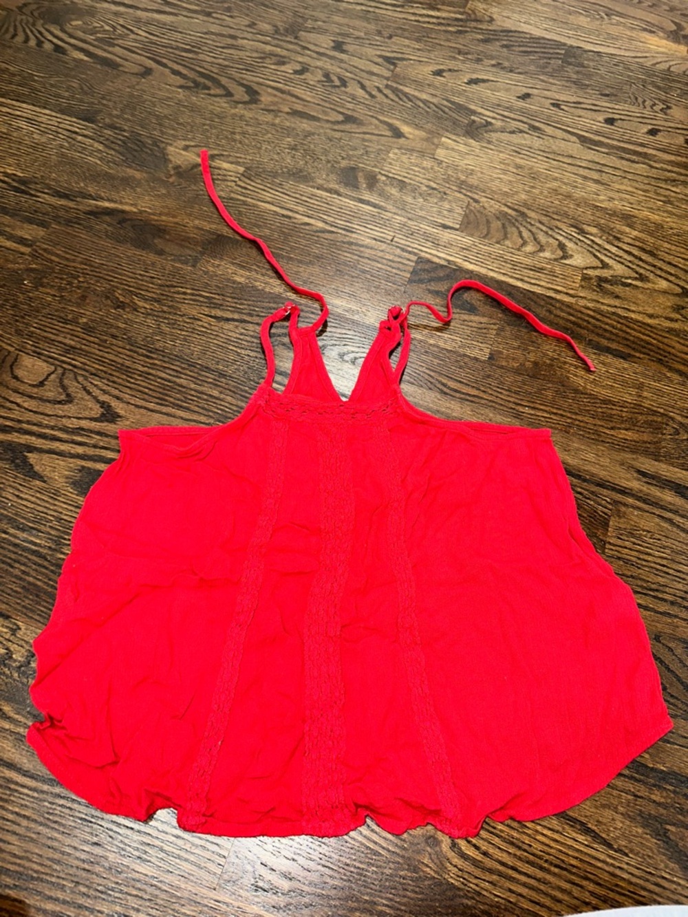 Hollister Bright Red Tie-Strap Lace-Trim Cami
